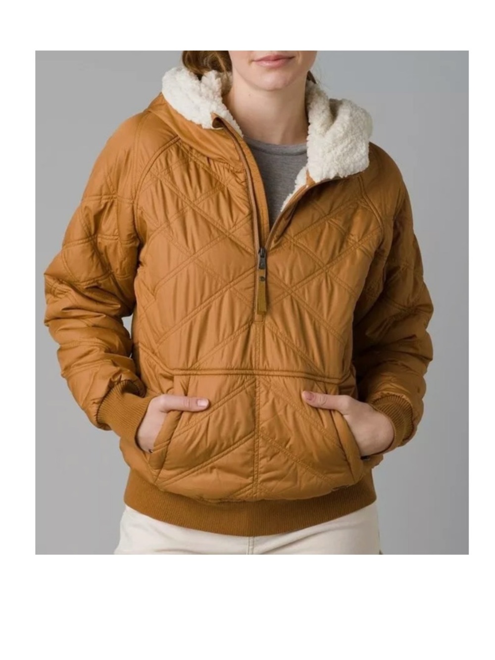 Prana Elsa Quilted Hooded half zip Pullover